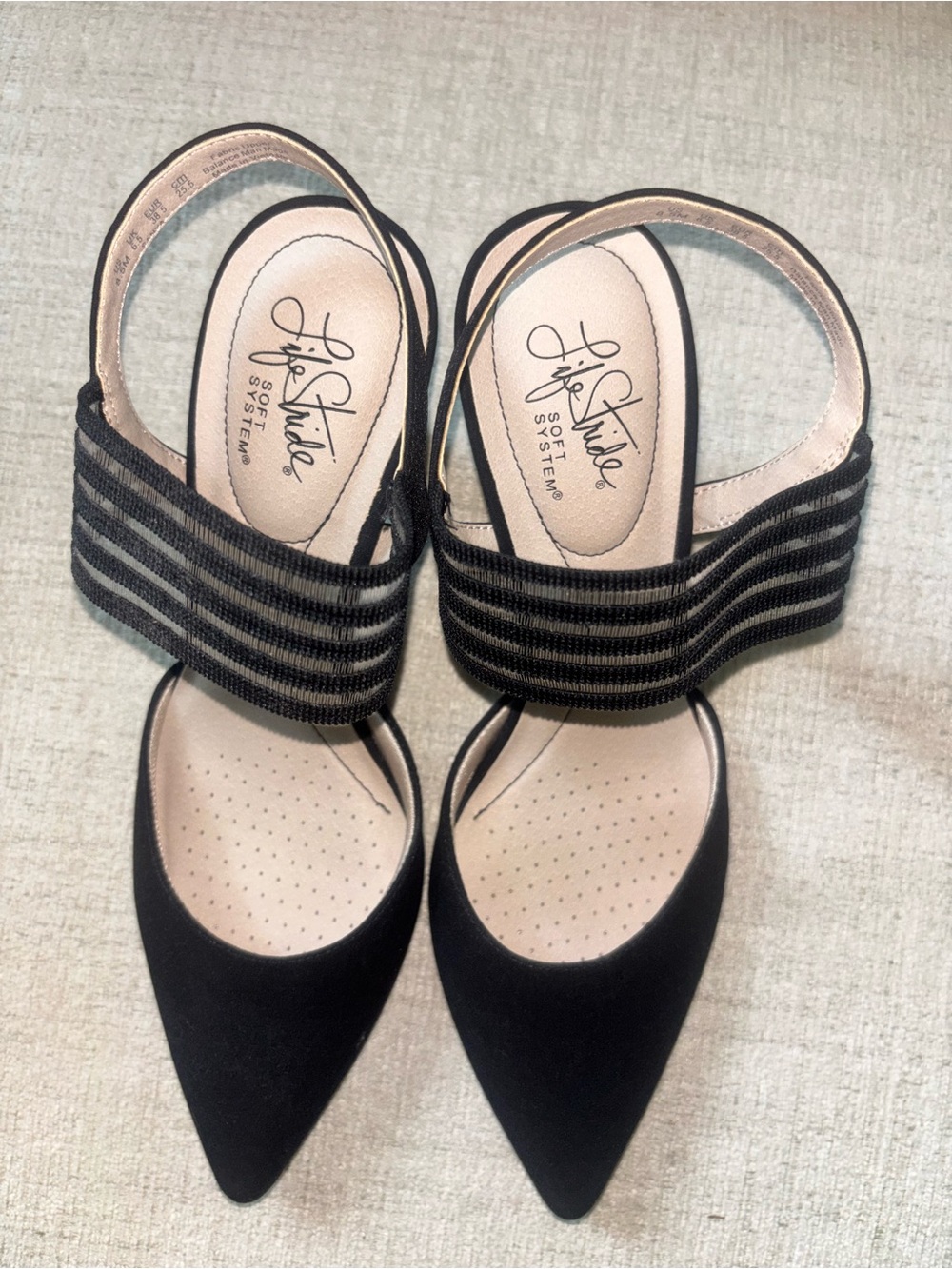 LifeStride Soft System Black Pointed Toe Slingback Heels 8.5 Office Work Pumps - Picture 2 of 10